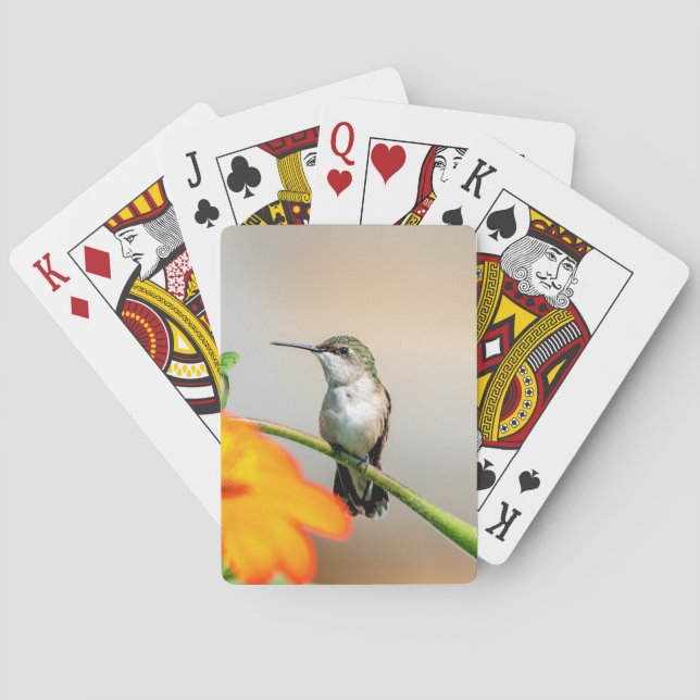 Hummingbird auf einer blühenden Pflanze Spielkarten (Rückseite)