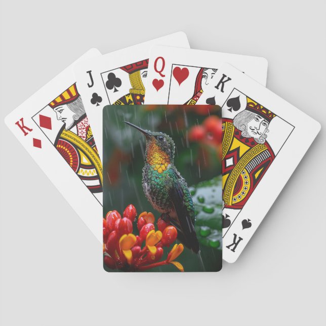 Hummingbird auf heller Blume Spielkarten (Rückseite)
