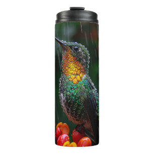 Hummingbird auf heller Blume Thermosbecher