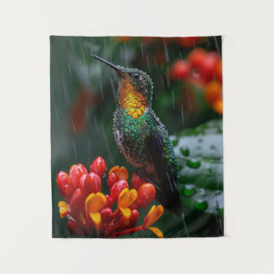Hummingbird auf heller Blume Wandteppich