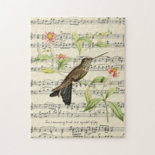 Hummingbird auf Vintagem Musikblatt