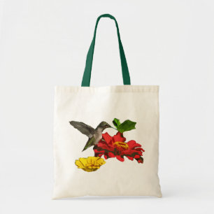 Hummingbird auf Zinnias Tragetasche