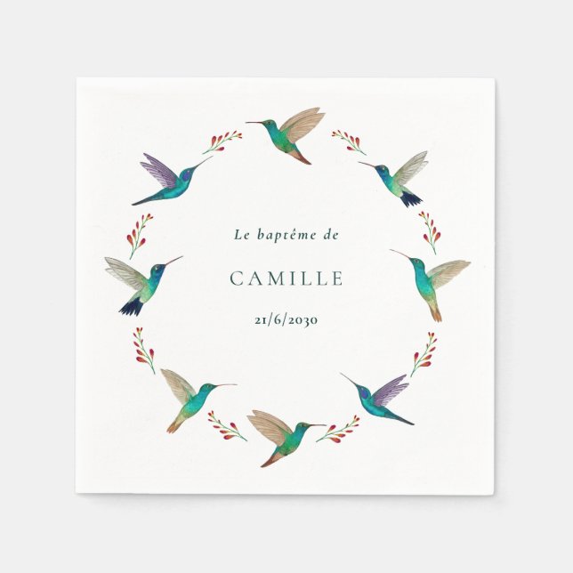 Hummingbird Baptism Serviette (Vorderseite)