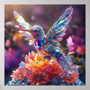 Hummingbird behalte Kristall-Design - gestalten Si Poster