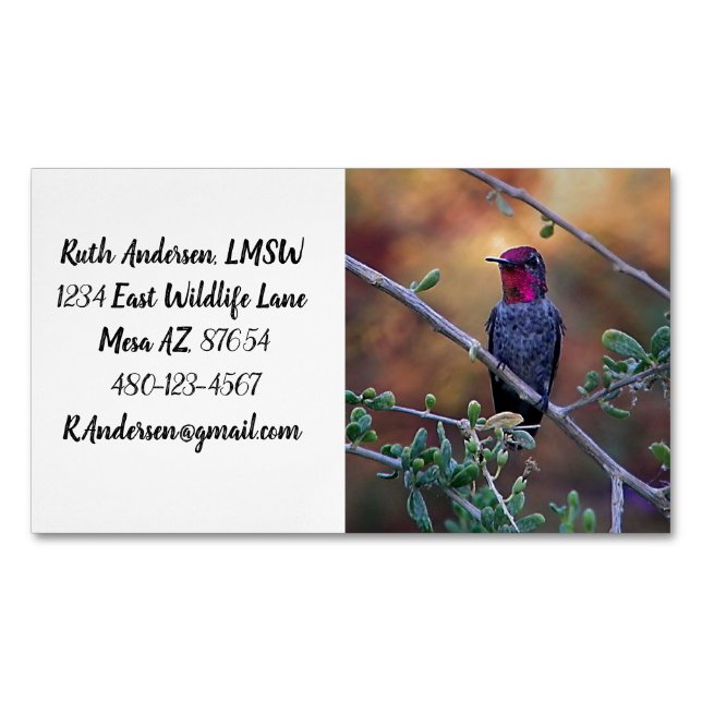 Hummingbird bei Sonnenuntergang Magnetische Visitenkarte (Vorderseite)