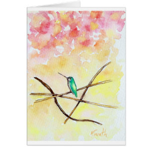 Hummingbird bei Sonnenuntergang, wo die Grußkarte 