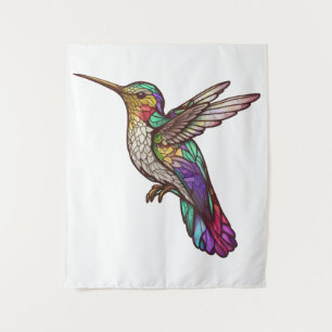 Hummingbird Bird Animal Portrait Gestaltete Glasku Wandteppich