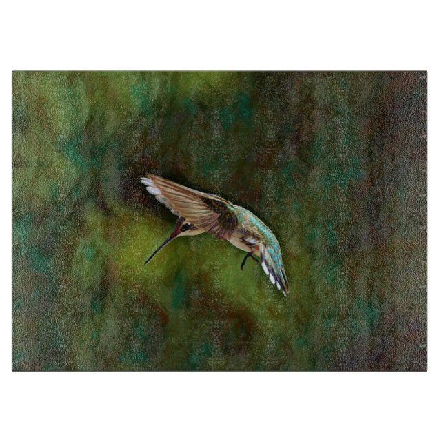 Hummingbird Bird Art Glass Cutting Board Schneidebrett (Vorderseite)