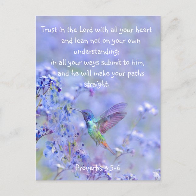 Hummingbird Bird Blue Garden Blume BibleScripting Postkarte (Vorderseite)