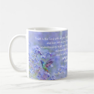 Hummingbird Bird Blue Garden Floral BibleScripte Kaffeetasse