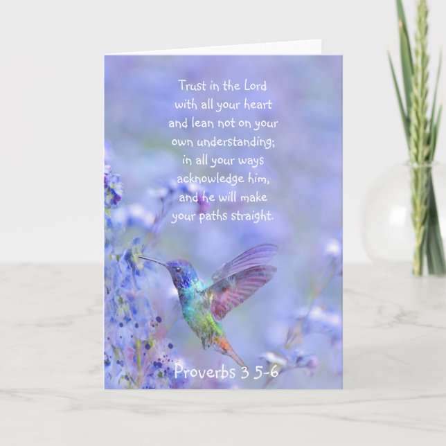 Hummingbird Bird Blue Garden Floral BibleScripte Karte (Vorderseite)