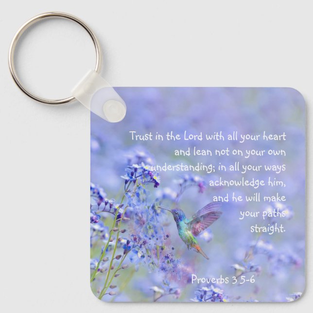Hummingbird Bird Blue Garden Floral BibleScripte Schlüsselanhänger (Vorderseite)