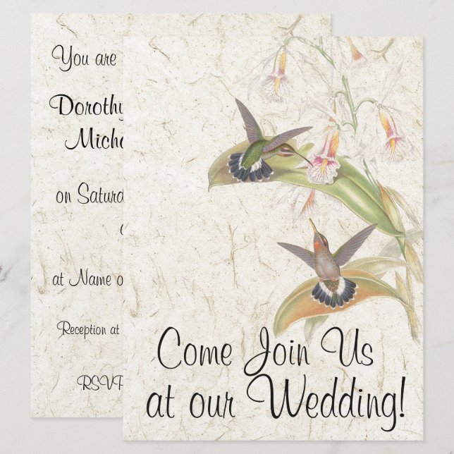 Hummingbird Bird Blume Hochzeit Einladung (Vorne/Hinten)