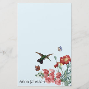 Hummingbird Bird Butterfly Blume Stationierung Briefpapier