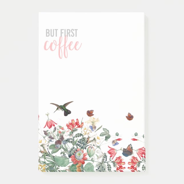Hummingbird Bird Butterfly Flowers Coffee Notes Post-it Klebezettel (Vorderseite)