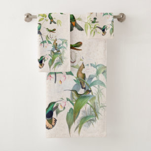 Hummingbird Bird Nest Orchid Blume Badetuch Set