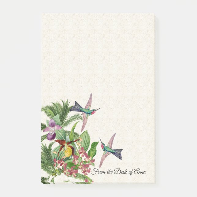 Hummingbird Bird Orchid Blume Nachhinweise Post-it Klebezettel (Vorderseite)