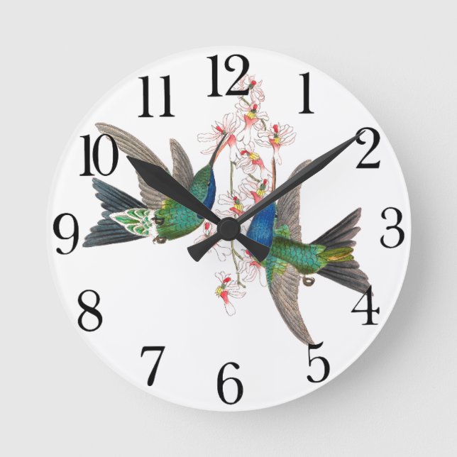 Hummingbird Bird Wildlife Animal Flower Wall Clock Runde Wanduhr (Vorderseite)