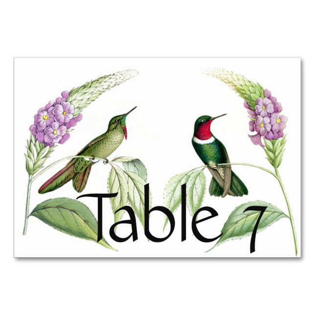 Hummingbird Birds Blume Blumenkarte Tischnummer (Vorderseite)