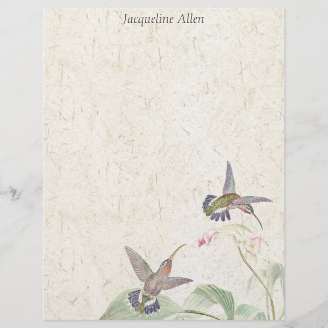 Hummingbird Birds Wildlife Blumen Letterhead (Vorderseite)