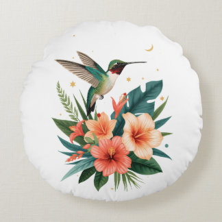 Hummingbird Bloom Round Pillow Rundes Kissen