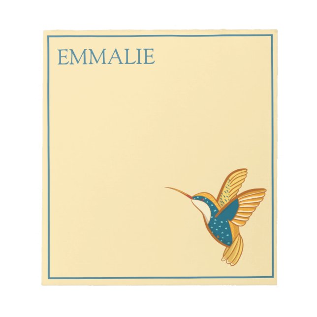 Hummingbird Blue Aquamarin Gelb Orange Notepad Notizblock (Vorderseite)