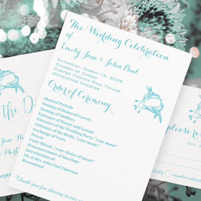 Hummingbird Blue Kiss Wedding Programm (Von Creator hochgeladen)
