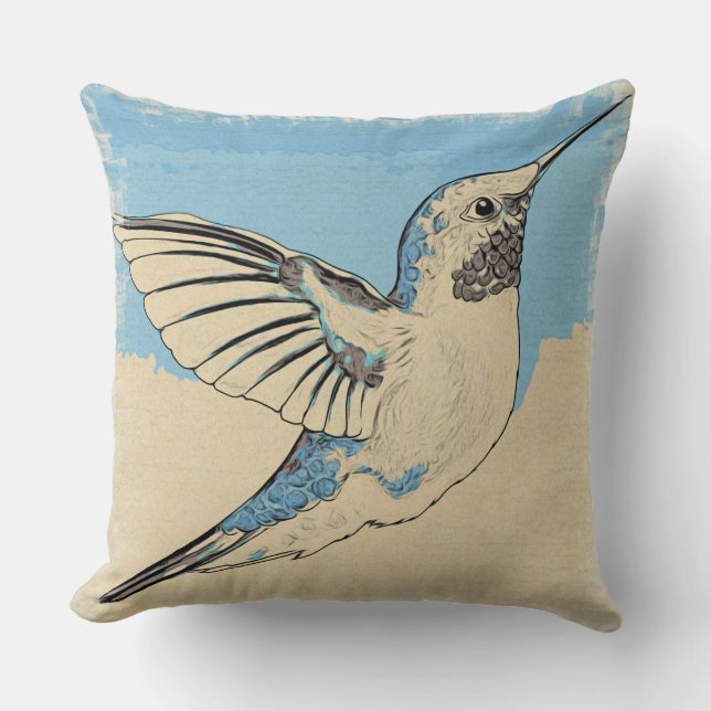 Hummingbird Blue Tan Kissen (Vorderseite)