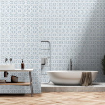Hummingbird Blue Toile Wallpaper