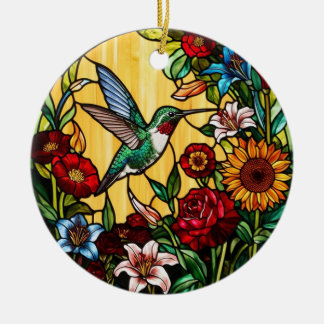 Hummingbird Blume aus festem Glas Keramik Ornament