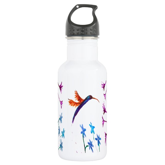 Hummingbird-Blume Edelstahlflasche (Vorderseite)