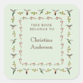  Hummingbird Bookplate Quadratischer Aufkleber