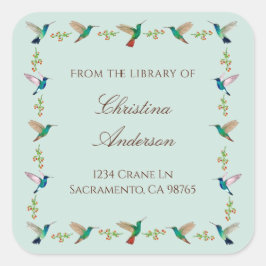 Hummingbird Bookplate Quadratischer Aufkleber