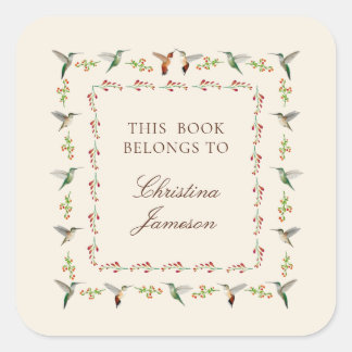 Hummingbird Bookplate Quadratischer Aufkleber