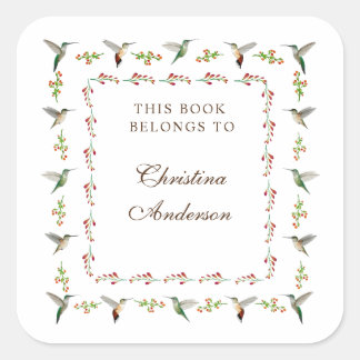 Hummingbird Bookplate Quadratischer Aufkleber