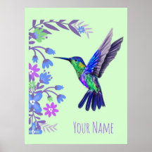 Hummingbird Botanische Blume für Vogelliebhaber
