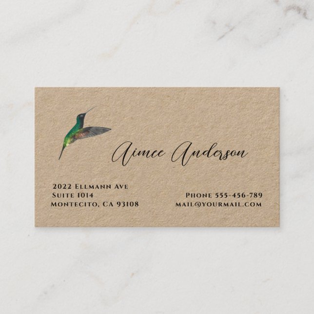 Hummingbird Business Card Visitenkarte (Vorderseite)