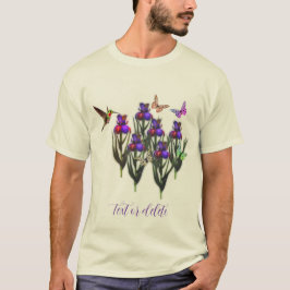 Hummingbird Butterfets Iris Blume Personalisiert T-Shirt