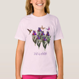 Hummingbird Butterfets Iris Blume Personalisiert T-Shirt