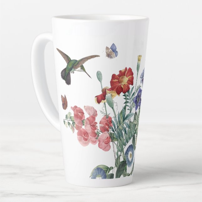 Hummingbird Butterfly Garden Blume Latte Tasse (Linke Ecke)