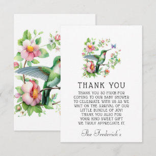 Hummingbird Butterfly Girl Baby Dusche Vielen Dank Dankeskarte