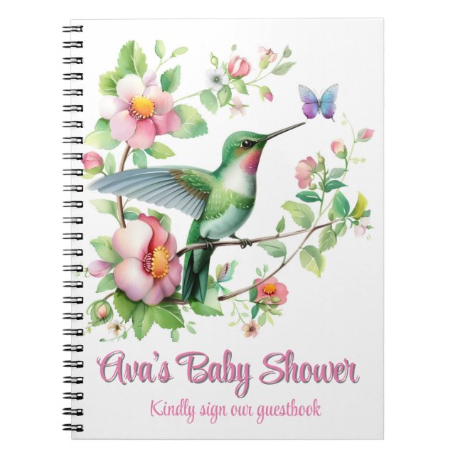 Hummingbird & Butterfly Girl Baby Showbook Notizblock (Vorderseite)