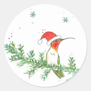 Hummingbird Christmas Runder Aufkleber