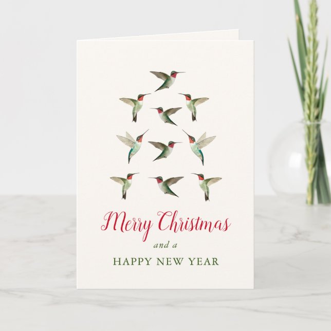Hummingbird Christmas Tree Karte (Vorderseite)