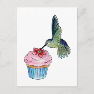 Hummingbird Cupcake Liebe Postkarte