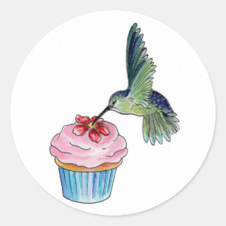 Hummingbird Cupcake Liebe Runder Aufkleber