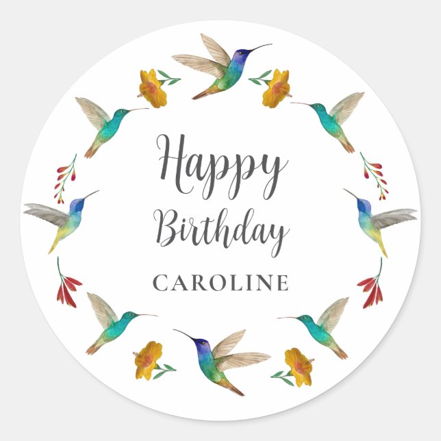 Hummingbird Custom Birthday Sticker (Vorderseite)