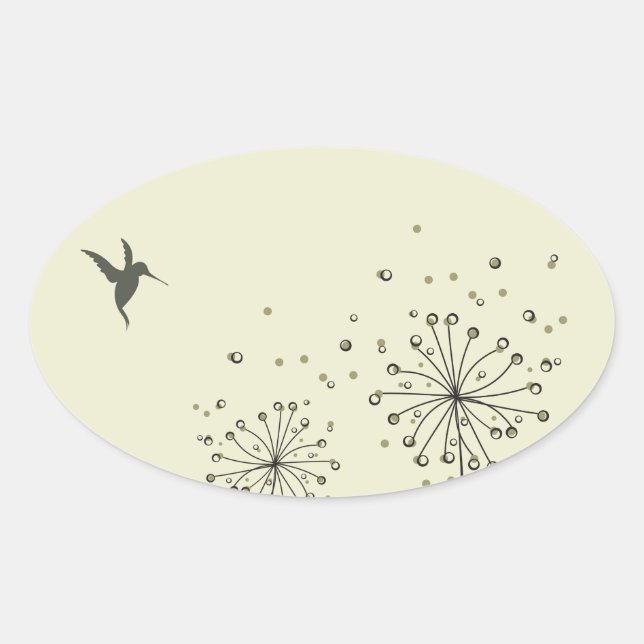 Hummingbird & Dandelion Ovaler Aufkleber (Vorderseite)