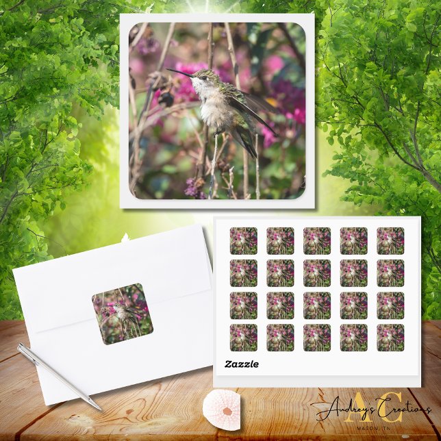 Hummingbird Design #8401 Quadratischer Aufkleber (Von Creator hochgeladen)