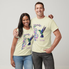 Hummingbird Design Botanische Blume Vogelliebhaber T-Shirt